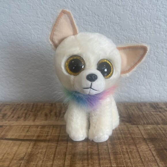 Ty Beanie Boo Chewy Chihuahua Plush 6" Rainbow Collar 2021 VelveTy Dog Puppy - Picture 3 of 8